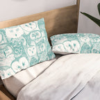 just owls teal blue Pillow Sham Gallery Image 2
