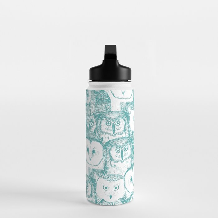 just owls teal blue Water Bottle Gallery Image 3