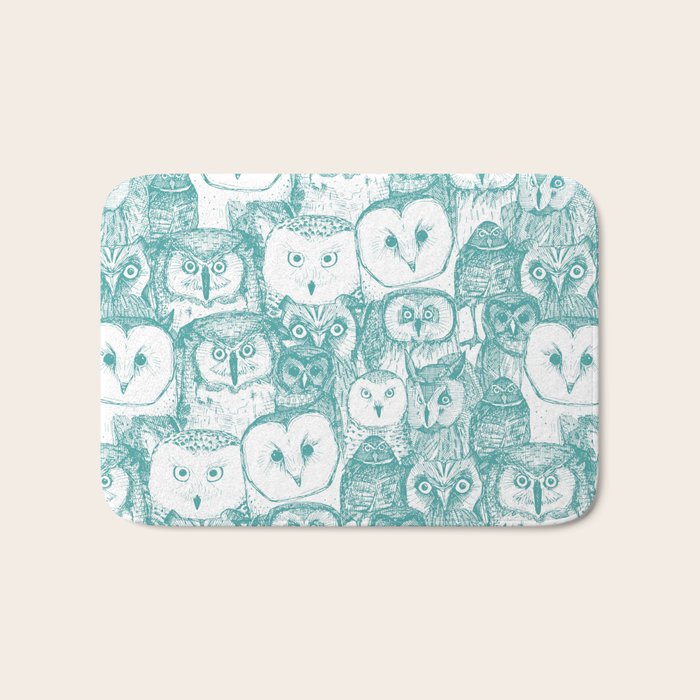 just owls teal blue Bath Mat Gallery Image 1