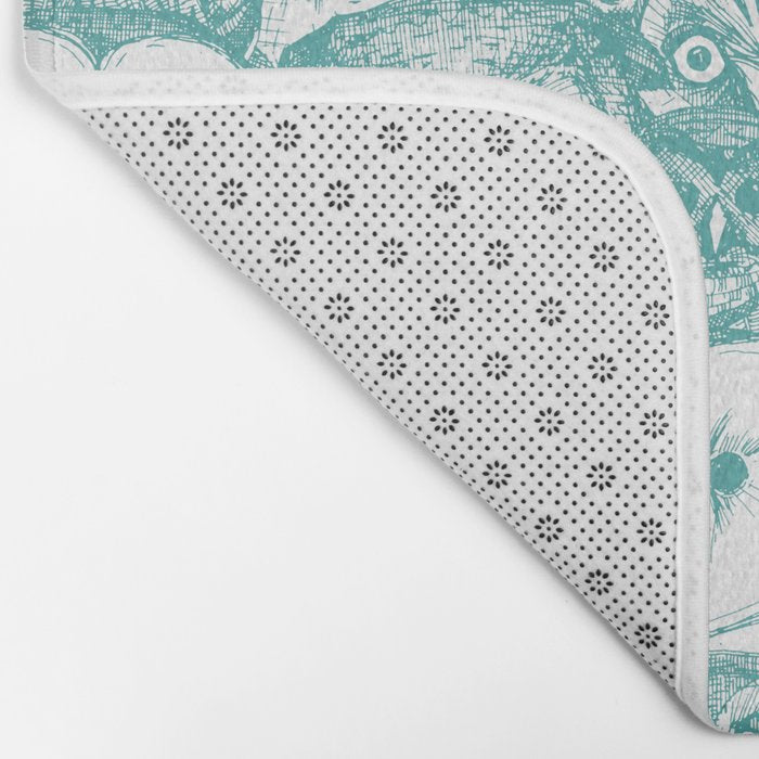 just owls teal blue Bath Mat Gallery Image 2