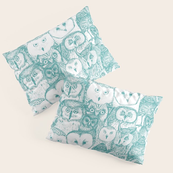just owls teal blue Pillow Sham Gallery Image 1