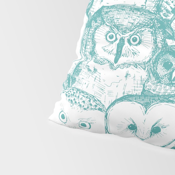just owls teal blue Pillow Sham Gallery Image 4