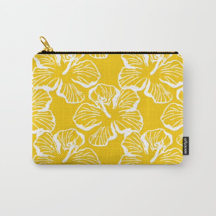 Yellow tropical hibiscus flower art pattern Carry All Pouch Gallery Image 1