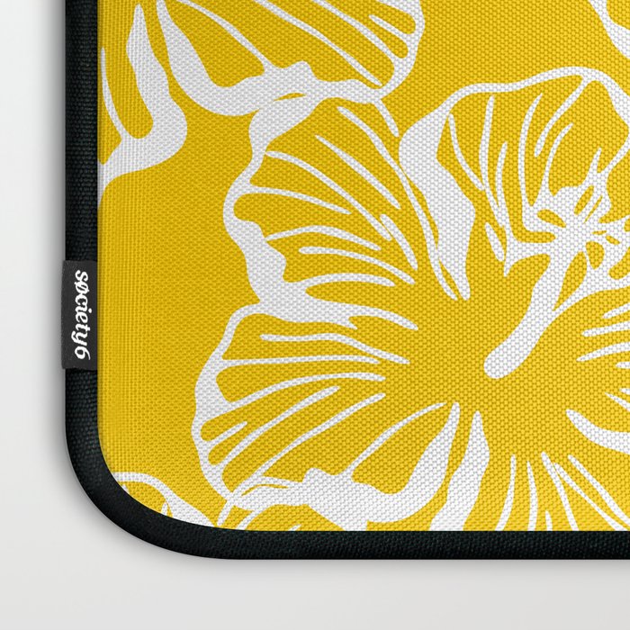 Yellow tropical hibiscus flower art pattern Laptop Sleeve Gallery Image 3