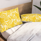 Yellow tropical hibiscus flower art pattern Pillow Sham Gallery Image 2