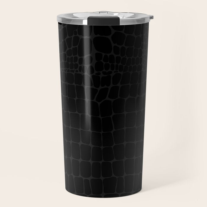 Black Crocodile Alligator animal print Travel Mug Gallery Image 1