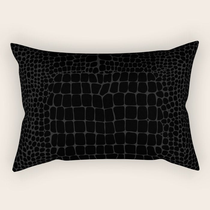Black Crocodile Alligator animal print Rectangular Pillow Gallery Image 2