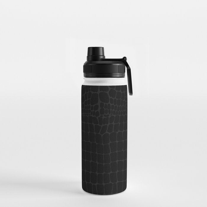 Black Crocodile Alligator animal print Water Bottle Gallery Image 2