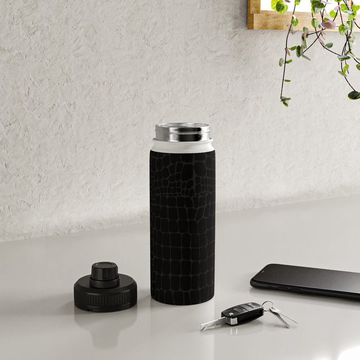 Black Crocodile Alligator animal print Water Bottle Gallery Image 4