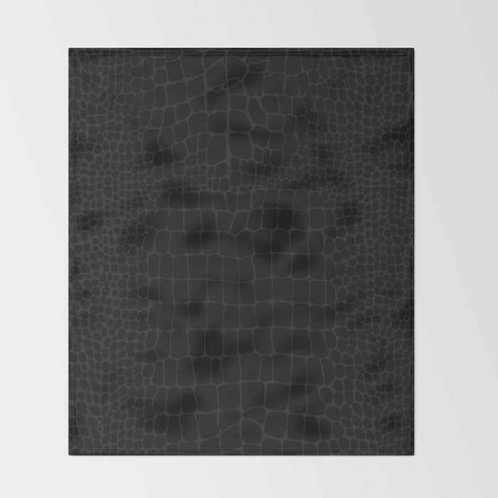 Black Crocodile Alligator animal print Throw Blanket Gallery Image 2
