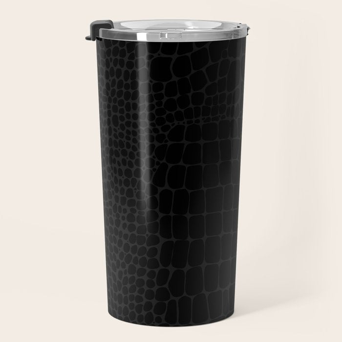 Black Crocodile Alligator animal print Travel Mug Gallery Image 3