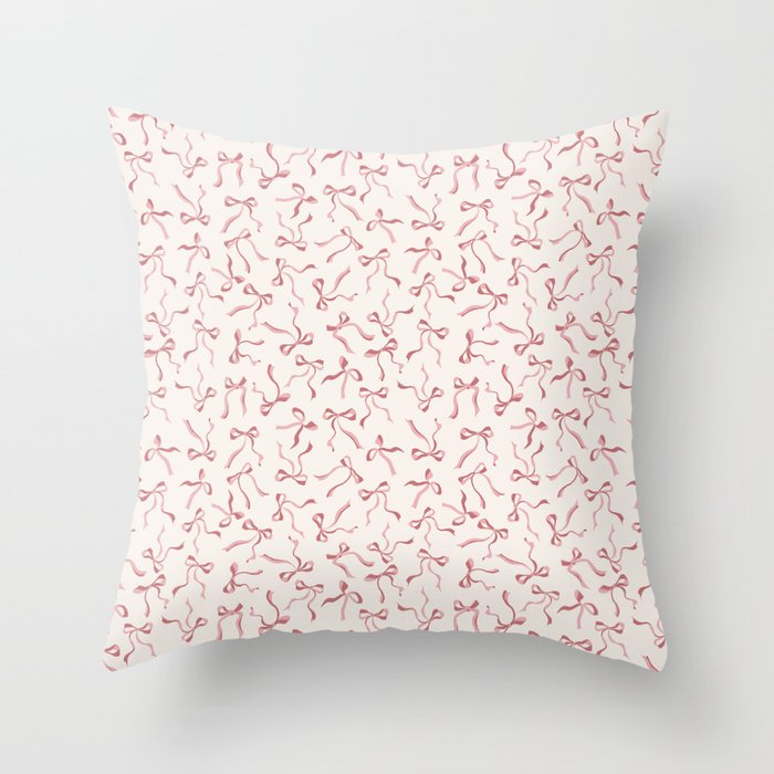 Coquette Pink Bows Throw Pillow Gallery Image 6