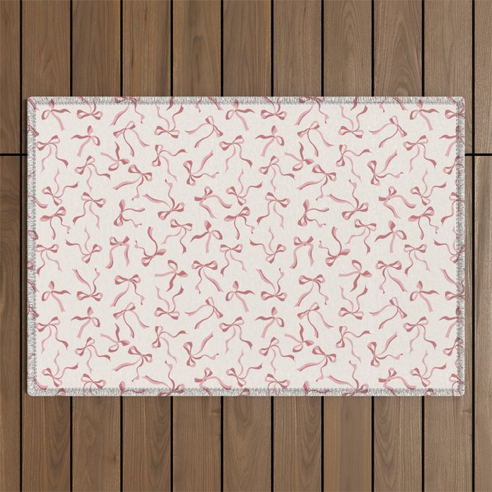 Coquette Pink Bows Outdoor Rug Gallery Image 1