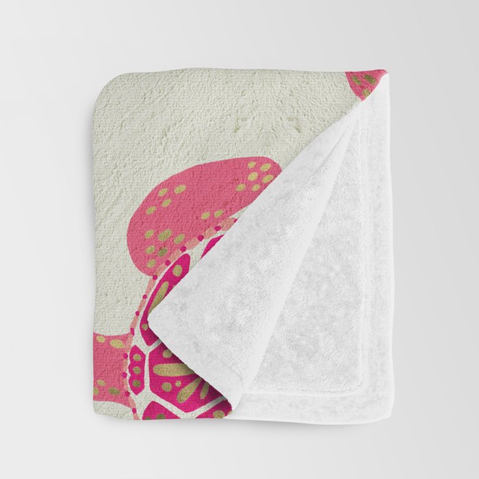 Sea Turtle in Pink & Gold Throw Blanket Gallery Image 3