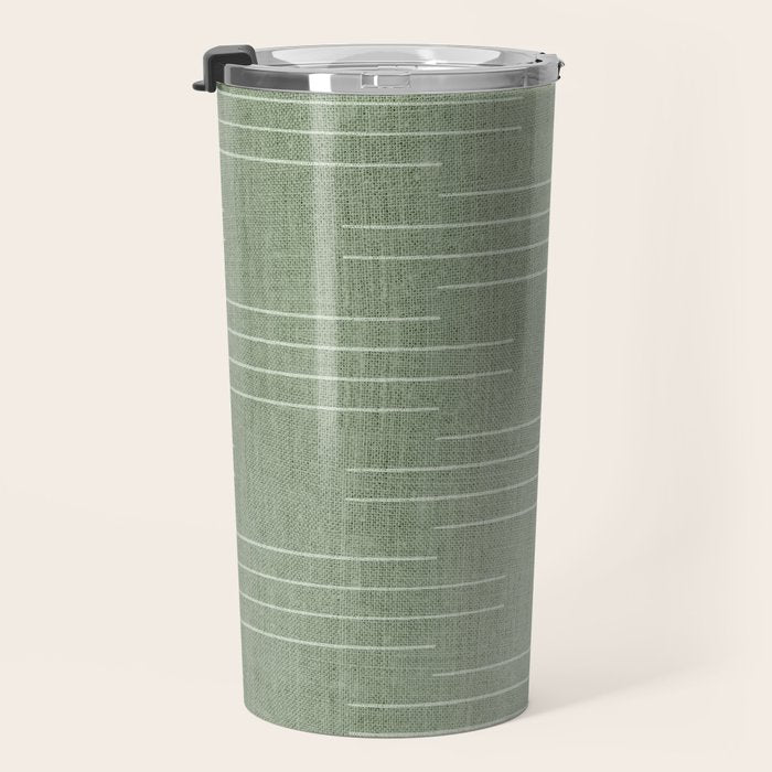 Minimalist, Boho, Line Art in Sage Green Travel Mug Gallery Image 3