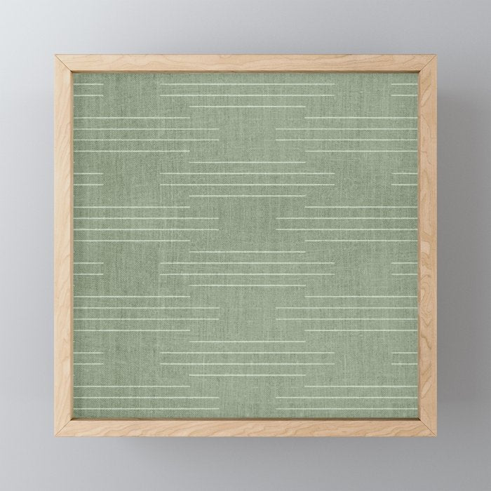 Minimalist, Boho, Line Art in Sage Green Mini Art Print Gallery Image 1