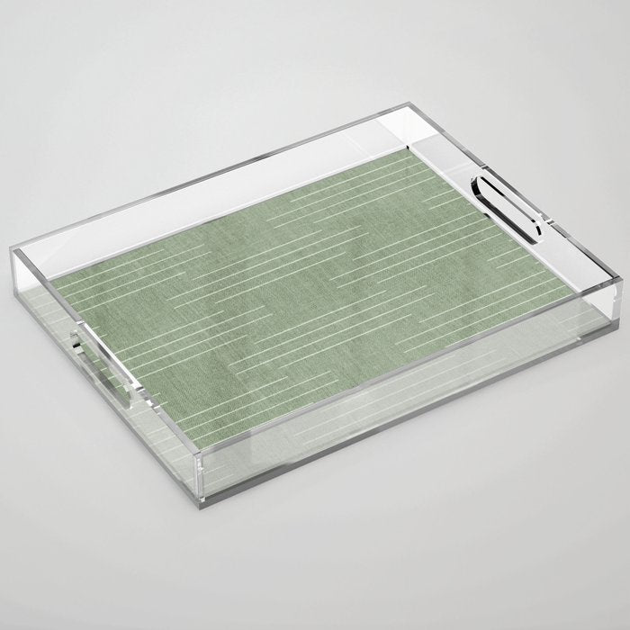 Minimalist, Boho, Line Art in Sage Green Acrylic Tray Gallery Image 1