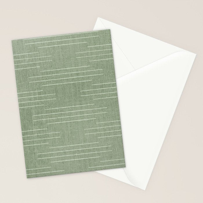 Minimalist, Boho, Line Art in Sage Green Stationery Card Gallery Image 2