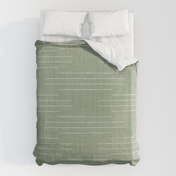 Minimalist, Boho, Line Art in Sage Green Duvet Cover Gallery Image 6