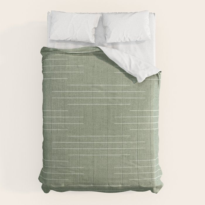 Minimalist, Boho, Line Art in Sage Green Comforter Gallery Image 1