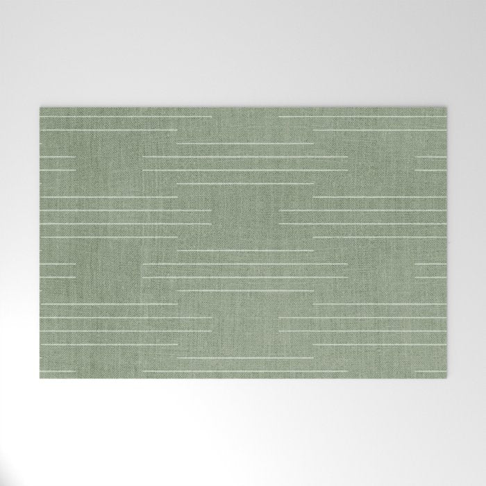 Minimalist, Boho, Line Art in Sage Green Welcome Mat Gallery Image 1