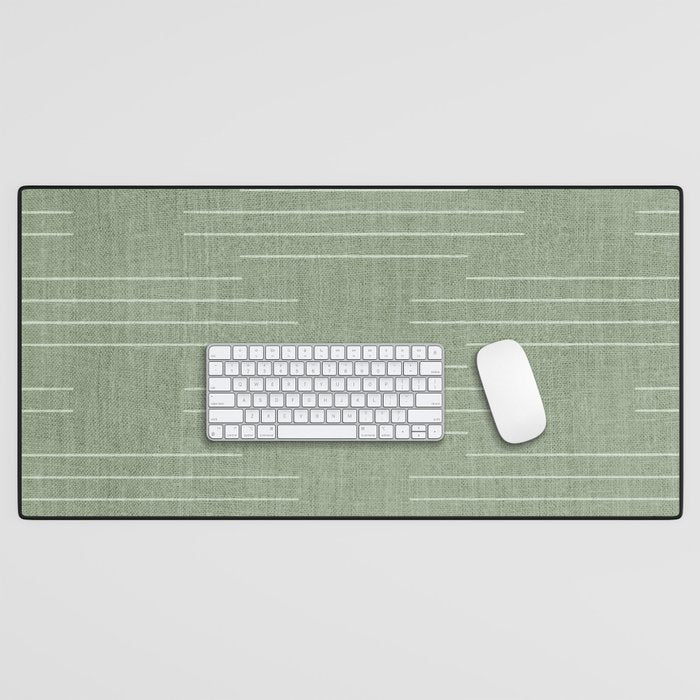 Minimalist, Boho, Line Art in Sage Green Desk Mat Gallery Image 1