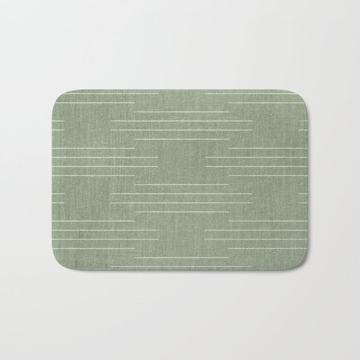 Minimalist, Boho, Line Art in Sage Green Bath Mat Gallery Image 1