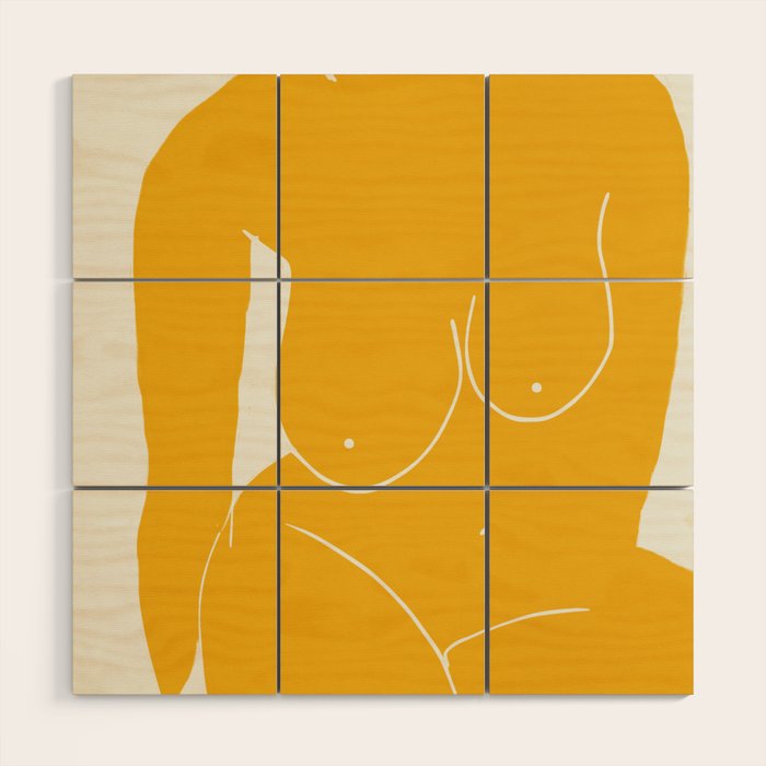 Nude in yellow 2 Wood Wall Art Gallery Image 1