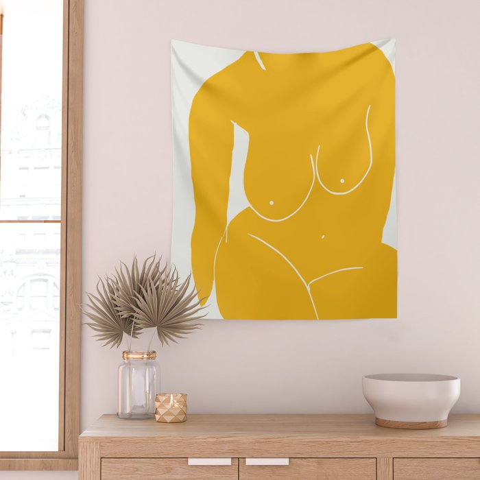 Nude in yellow 2 Wall Tapestry Gallery Image 2