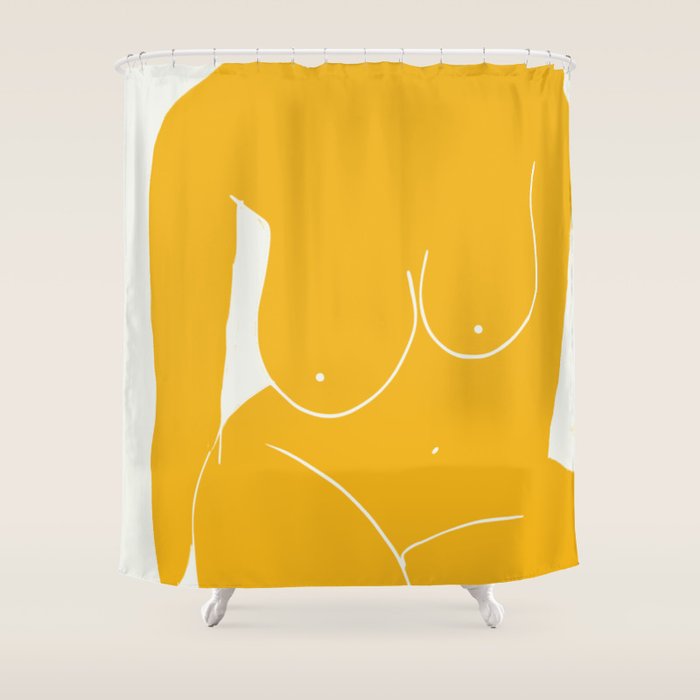 Nude in yellow 2 Shower Curtain Gallery Image 1