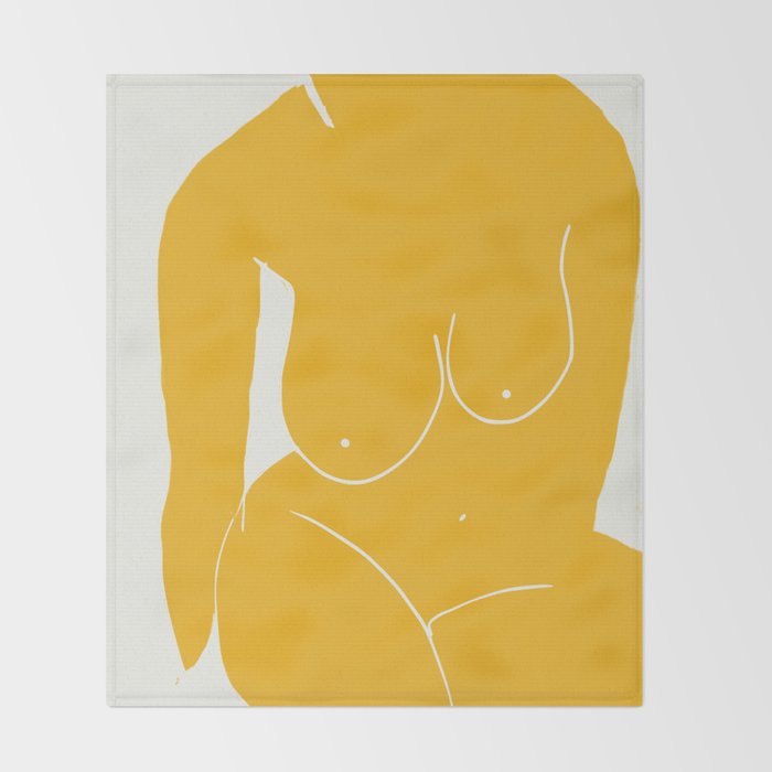 Nude in yellow 2 Throw Blanket Gallery Image 2