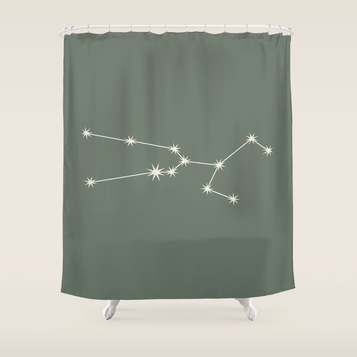 Taurus Zodiac Star Constellation Line Art Sage Shower Curtain Gallery Image 1