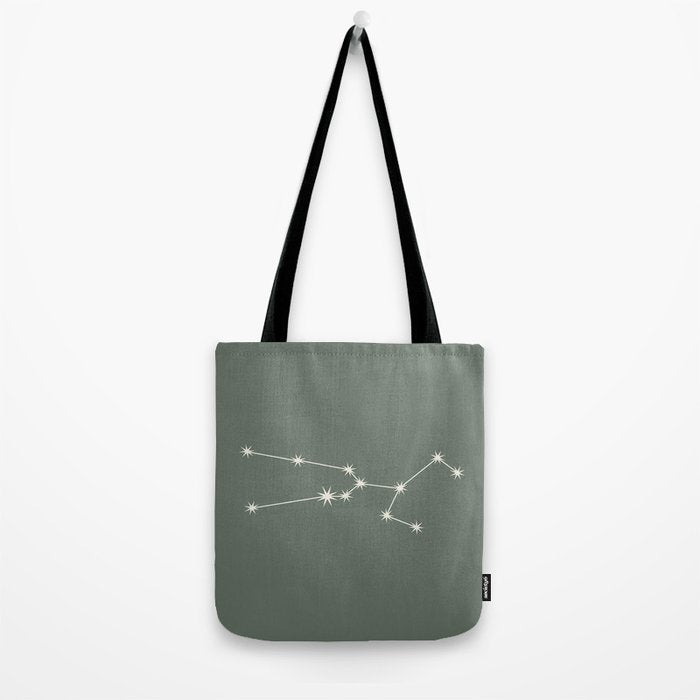Taurus Zodiac Star Constellation Line Art Sage Tote Bag Gallery Image 2