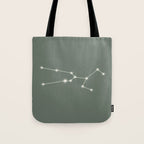 Taurus Zodiac Star Constellation Line Art Sage Tote Bag Gallery Image 1