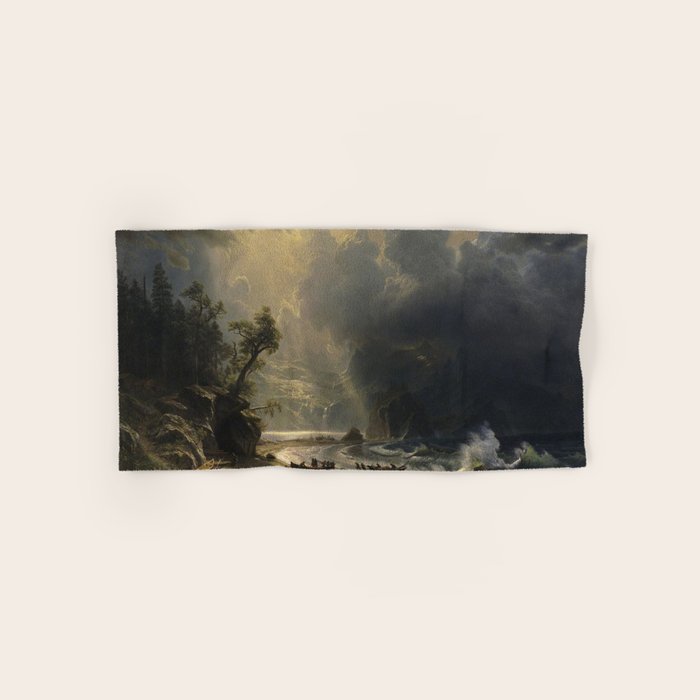 Puget Sound on the Pacific Coast (1870) - Albert Bierstadt Bath Towel Gallery Image 1