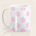 Retro pastel flower checkered art pattern Coffee Mug Gallery Image 3