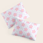 Retro pastel flower checkered art pattern Pillow Sham Gallery Image 3