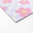 Retro pastel flower checkered art pattern Welcome Mat Gallery Image 2