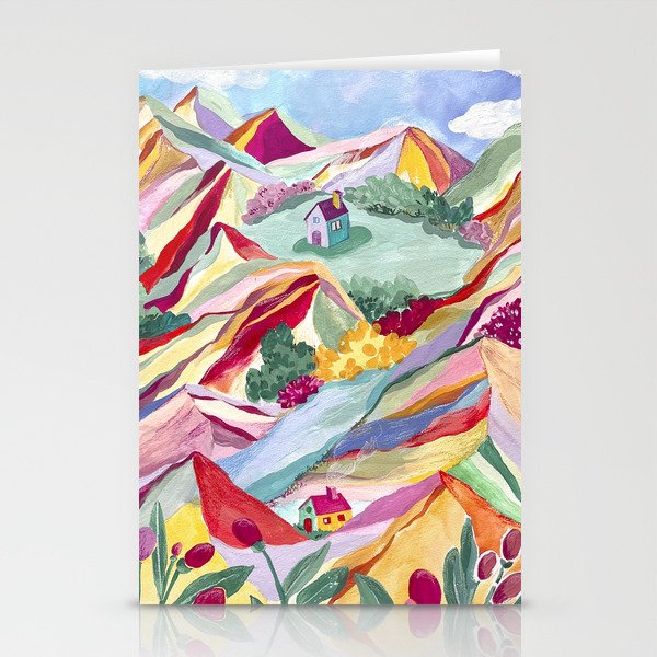 Gouache rainbow landscape Stationery Card Gallery Image 1