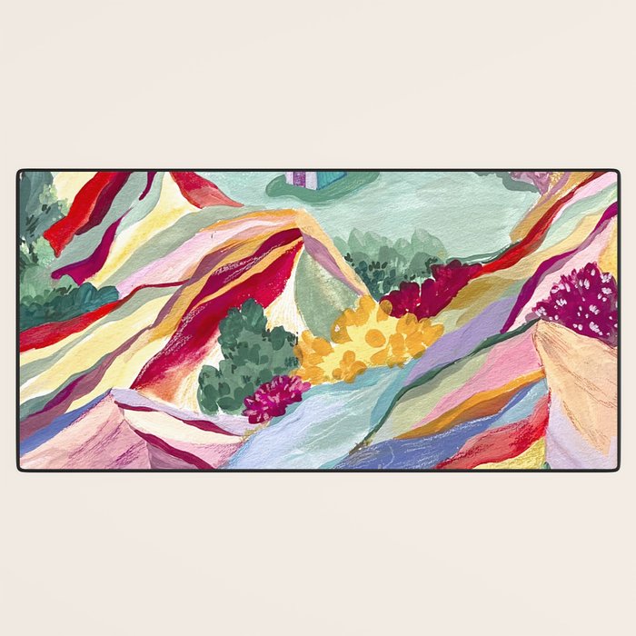Gouache rainbow landscape Desk Mat Gallery Image 3