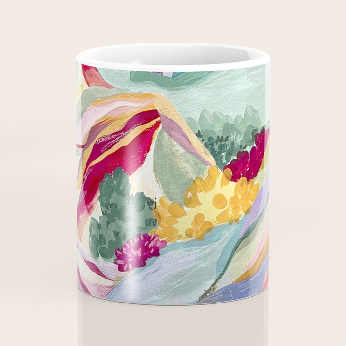Gouache rainbow landscape Coffee Mug Gallery Image 4