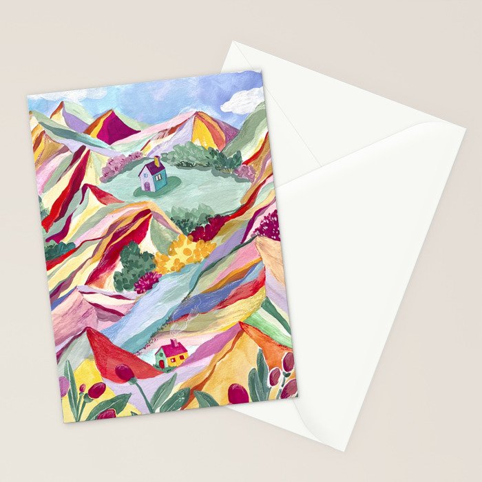 Gouache rainbow landscape Stationery Card Gallery Image 2