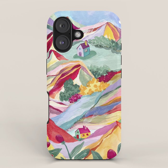 Gouache rainbow landscape iPhone Case Gallery Image 1