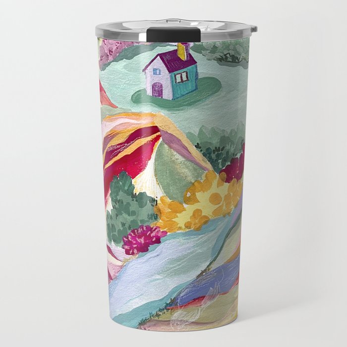 Gouache rainbow landscape Travel Mug Gallery Image 1