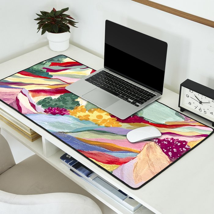 Gouache rainbow landscape Desk Mat Gallery Image 2