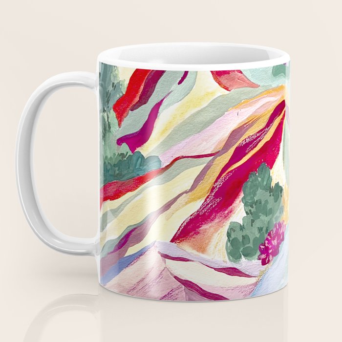Gouache rainbow landscape Coffee Mug Gallery Image 3