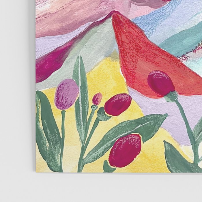 Gouache rainbow landscape Poster Gallery Image 3