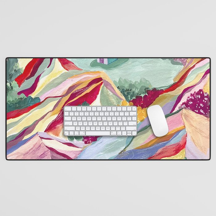 Gouache rainbow landscape Desk Mat Gallery Image 1