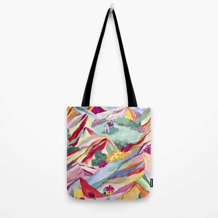 Gouache rainbow landscape Tote Bag Gallery Image 2