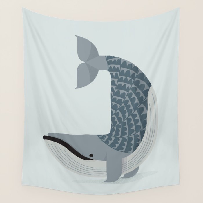 Whimsical Blue Whale Wall Tapestry Gallery Image 4
